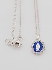 Collana Madonna Miracolosa Argento & Smalto Blu
