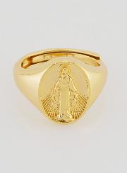 Anello Chevalière Madonna Miracolosa in Argento Dorato Taglia 6-12