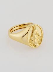 Anello Chevalière Madonna Miracolosa in Argento Dorato Taglia 6-12