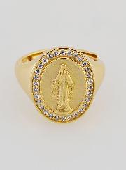 Anello Madonna Miracolosa in Argento Dorato & Zirconi - T12-16
