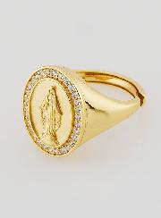 Anello Madonna Miracolosa in Argento Dorato & Zirconi - T12-16