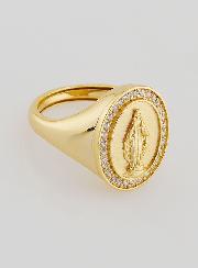 Anello Madonna Miracolosa in Argento Dorato & Zirconi - T12-16