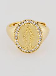 Anello Madonna Miracolosa in Argento Dorato & Zirconi T18-22