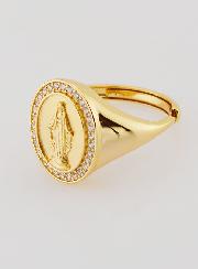 Anello Madonna Miracolosa in Argento Dorato & Zirconi T18-22