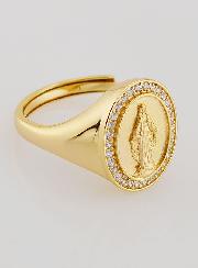 Anello Madonna Miracolosa in Argento Dorato & Zirconi T18-22