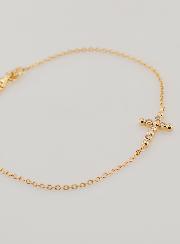 Bracciale Religioso Placcato Oro - Croce in Zirconi Rotondi