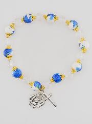 Bracciale Dizainier in Perle Dipinte - Croce e Medaglia di Lourdes