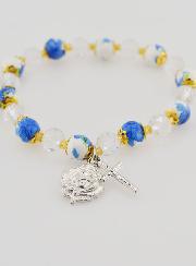 Bracciale Dizainier in Perle Dipinte - Croce e Medaglia di Lourdes