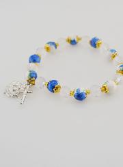 Bracciale Dizainier in Perle Dipinte - Croce e Medaglia di Lourdes