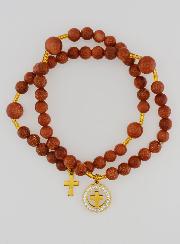 Bracciale Rosario in Pietra di Sole - Medaglia Croce & Zirconi