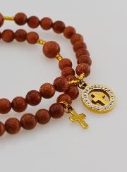 Bracciale Rosario in Pietra di Sole - Medaglia Croce & Zirconi