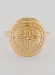 Anello Croce di Cristo Scolpito - Placcato Oro - Taglia 20