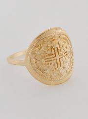 Anello Croce di Cristo Scolpito - Placcato Oro - Taglia 20