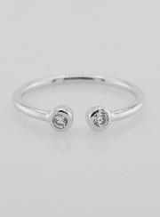 Anello Aperto in Argento e Zirconi - Misura 18