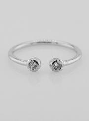Anello Aperto in Argento e Zirconi - Misura 20