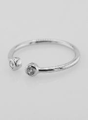 Anello Aperto in Argento e Zirconi - Misura 20