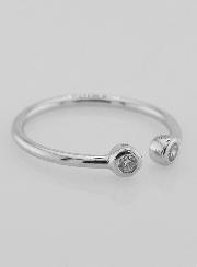 Anello Aperto in Argento e Zirconi - Misura 20