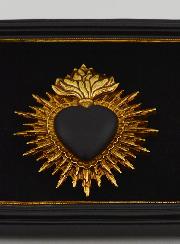 Ex Voto Murale Cuore Nero & Oro su Velluto - 16 cm