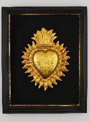 Ex Voto Murale Cuore Dorato su Velluto - 18 cm