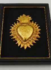 Ex Voto Murale Cuore Dorato su Velluto - 18 cm