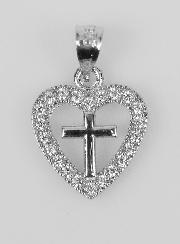 Ciondolo Croce & Cuore in Argento 925 - 16mm