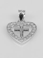 Ciondolo Croce & Cuore in Argento 925 - 16mm