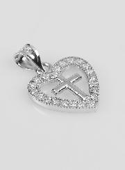 Ciondolo Croce & Cuore in Argento 925 - 16mm