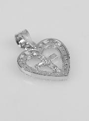 Ciondolo Croce & Cuore in Argento 925 - 16mm
