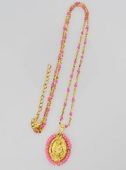 Médaglia Miracolosa + Collana con Perline Rosa