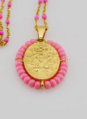 Médaglia Miracolosa + Collana con Perline Rosa