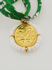 Collana Religiosa con Cordoncino Liberty  Verde - Miracolosa con Perline