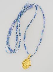 Medaglia Miracolosa con Perline & Cordoncino Liberty Blu