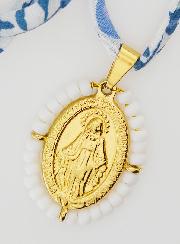Collana Religiosa con Cordoncino Liberty Blu - Miracolosa Perlata