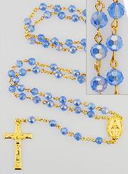 Rosario Medaglia Miracolosa con Perle Sfaccettate - Blu