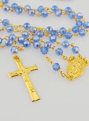 Rosario Medaglia Miracolosa con Perle Sfaccettate - Blu