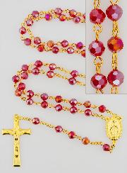 Rosario Medaglia Miracolosa con Perle Sfaccettate - Rosso