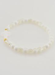 Bracciale Religioso con Croce e Perle in Vetro Bianco