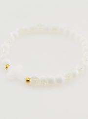 Bracciale Religioso con Croce e Perle in Vetro Bianco