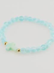 Bracciale Religioso con Croce e Perle in Vetro Blu