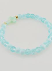 Bracciale Religioso con Croce e Perle in Vetro Blu