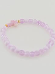 Bracciale Religioso con Croce e Perle in Vetro Viola