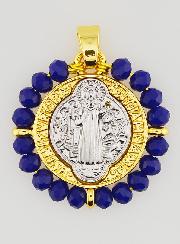 Medaglia di San Benedetto in Ottone e Vetro Blu