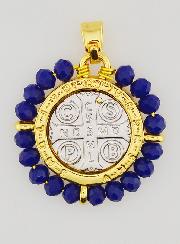 Medaglia di San Benedetto in Ottone e Vetro Blu