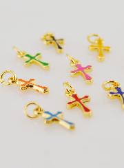 Set di 10 Mini Croci Multicolori 10mm