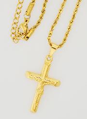 Collana Religiosa Croce di Cristo in Inox Dorato