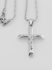 Collana Religiosa Croce di Cristo in Inox Argentato