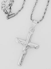 Collana Religiosa Croce di Cristo in Inox Argentato
