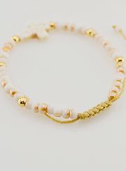 Bracciale Religioso con Perle di Vetro & Croce