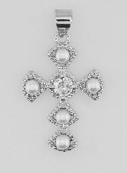 Ciondolo Croce in Ottone Argentato 23mm