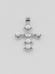 Ciondolo Croce in Ottone Argentato 23mm